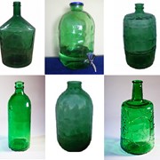 Крупногабаритная стеклотара зелёного цветабанка, бутыль (бутель, бутль) – 10л (4 вида), 15л, 20л, 22л. Тип горловины: СКО, ТВИСТ оф, узкое резьбовое. Графины 3 литра