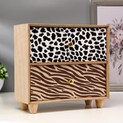 Шкатулка дерево комод 2 ящика “Леопард и зебра“ 22х11х23 см УЦЕНКА фото