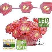 Декорация светодиод Корзина розовых роз 15диодов фото