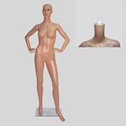 Манекен для одежды женский ростовой телесный пластиковый, стоячий, со съемной головой. 922 фотография