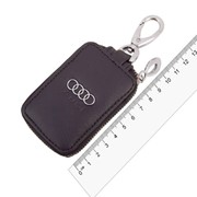 Ключница кожаная SW прямоугольная, черная, с молнией Audi фото