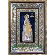 Ялтинская церковная мастерская Сергий Радонежский, святой преподобный, ростовая серебряная икона с золочением в киоте с эмалью Высота иконы 40 см фотография