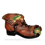 Кашпо декоративное Башмак с лягушками, 26*15*15 см фото