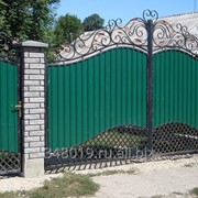 Кованые ворота с профлистом фото