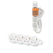 Удлинитель бытовой “Люкс“ УЛ04 4 гнезда, 1,5м, с/з, с з/ш, ПВС 3х1мм2 16А/250В бело-серый TDM ELECTRIC SQ1303-0235 фото