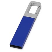 Флеш-карта USB 2.0 16 Gb с карабином Hook, синий/серебристый фотография