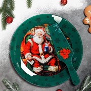 Тортовница с лопаткой Счастливый Санта" 30 см