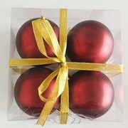 Набор елочных шаров “Бордовый бархат“, 4 шт, 8 см, бордовые матов., (MILAND) фотография