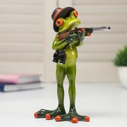 Сувенир полистоун лак “Лягушонок с ружьём“ 17,5х5,3х13 см фотография