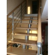Модульная Г-обр. лестница ступени буковые фотография