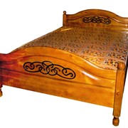 Кровать из массива сосны "Горка резьба на филенке"