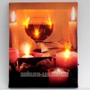 Картина с подсветкой / Праздник / Бокал вина, Свечи e12301 фото