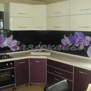 Кухонный фартук из стекла (Скинали) с цветами в тёмных тонах фото