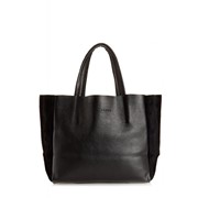 Женская сумка Poolparty Soho Leather Soho Bag кожаная с замшей черная фотография