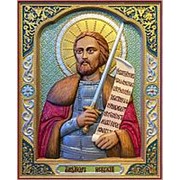 Резные иконы Александр Невский, святой благоверный князь, деревянная резная икона Высота иконы 32 см фото