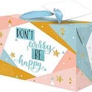 Пакет- коробка подарочный Феникс "Be happy", 15х9х11 см.,матовая ламин., фольга, 79672