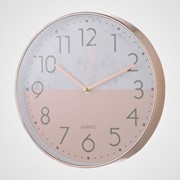 Часы Настенные Двухцветные Розовые “Мрамор“ 30 см. (Полимер) фотография