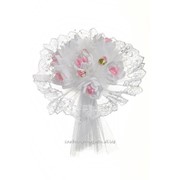 Букет для невесты №03, белый/розовый (лотос текстиль) фотография