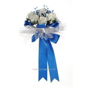 Букет для невесты №15, белый/синий (латекс, 7 роз) фото