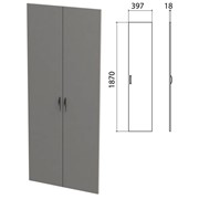 Дверь ЛДСП высокая “Этюд“, комплект 2 шт., 397х18х1870 мм, серая, 400012-03 фото
