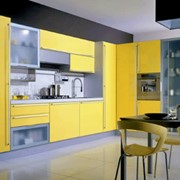 Лимонно-серая кухня фото