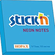 Бумага для заметок с клеевым краем STICK'N HOPAX , 76*76 мм, ярко-голубой, 100 л фотография