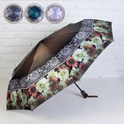 Зонт автоматический 'Цветы', в подарочной упаковке, 3 сложения, 9 спиц, R 51 см, цвет МИКС фото