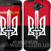 Чехол на HTC One X Чорно-червоний прапор з тризубом “1170c-42“ фото