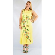 Платье длинное желтое с цветами роспись - ручная работа до 58 размера фото