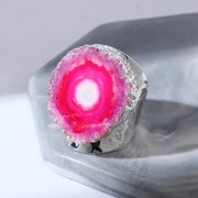 Кольцо безразмерное 'Агат друза', цвет розовый фото