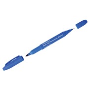 Маркер перманентный двухсторонний синий, пулевидный, 0,8-2,2мм, (Спейс) фото