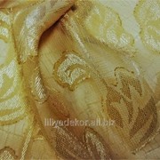 Ткань блузочная шифоновая с рисунком Цветы горчичного цвета