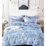 Бельё постельное с узором сатин полуторное голубое фотография