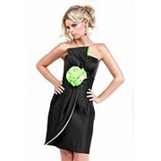 Платье с розой №26. Платье черное с зеленой отделкой или с красной, или с фиолетовой. Ткань трикотаж-масло фото