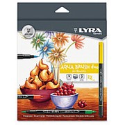 Lyra Набор фломастеров цветных двусторонних Lyra Aqua Brush Duo, с наконечником в виде кисти 12 цветов фото