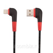 USB кабель «LP» для Apple Lightning 8 pin L-коннектор «Кожаный шнурок» (черный/коробка) фотография