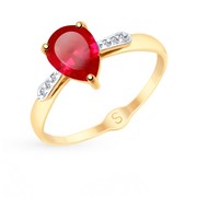 Золотое кольцо с рубинами, корундом и фианитами SOKOLOV 715149* фотография