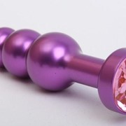 Фиолетовая фигурная анальная ёлочка с розовым кристаллом - 11,2 см. 4sexdreaM 47433