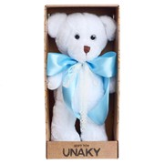 Мягкая игрушка «Медведица Сильва», с голубым атласным бантом, 33 см фотография
