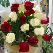 Букет Микс из красных и белых роз фотография