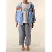 Костюм для мальчиков, батник трикотаж, штаны и кофта болоневые голубой недорогой в Одессе со склада Артикул 17 фотография