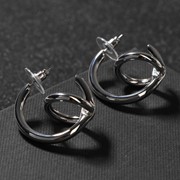 Серьги металл 'Геометрия' кольцо в кольце, цвет серебро фото