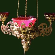 Лампада подвесная, купить лампада подвесная, церковная утварь, гравировка, стеклянные чаши. фото