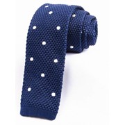 Вязаный галстук состав полиэстер синий в горошек