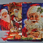 Подарочные картонные пакеты с накладным элементом и присыпкой Санта Клаус 30х42х12см/12шт TO650 570706