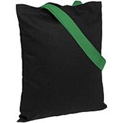 Холщовая сумка BrighTone, черная с зелеными ручками фото