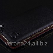 ​Мужской черный кошелек портмоне барсетка со знаком Apple фото