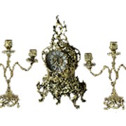 Часы Ласу каминные с канделябрами в наборе, золото фотография