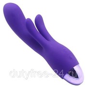 Фиолетовый вибратор INDULGENCE Rechargeable Frolic Bunny - 18,7 см. фотография