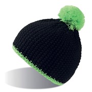 Шапка “PEAK“, черный/зеленый неон, верх: 100% акрил, подкладка: 100% полиэстер фото